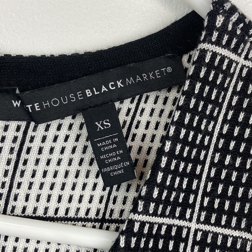 WHBM Windowpane Knit Sweater Bodice Top in Black/Ecru - Picture 10 of 15